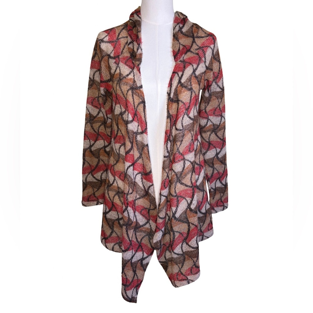 Geometric Patterned Open Front Cardigan